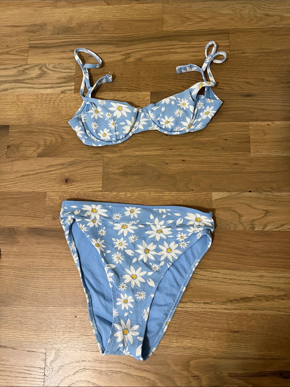 Blue Daisy Print Bikini Set